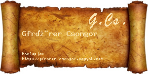 Gfrörer Csongor névjegykártya